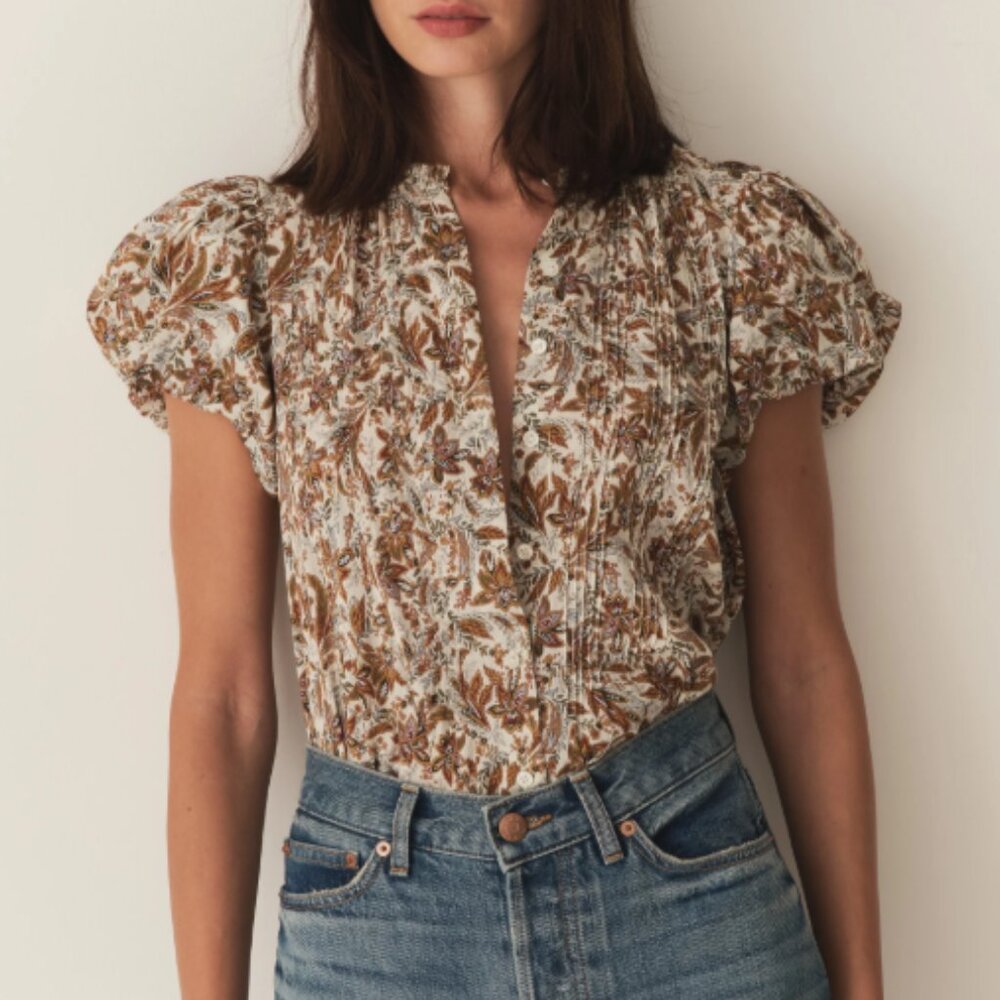 Dôen MILLIE TOP -- BLANC NARCISSUS FLORAL